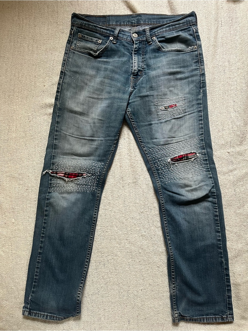 Women’s Levi’s Distressed Blue Patchwork Jeans